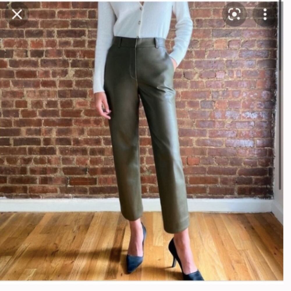 Babaton Aritzia Command Cropped Leather Green Pan… - image 1